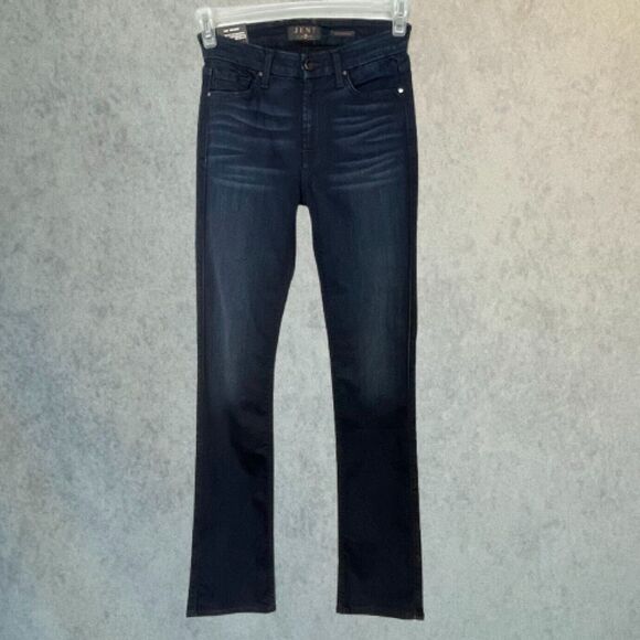 7 For All Mankind Womens Jeans Blue Mid Rise Slim Straight Dark Denim Size 0 - Picture 1 of 15